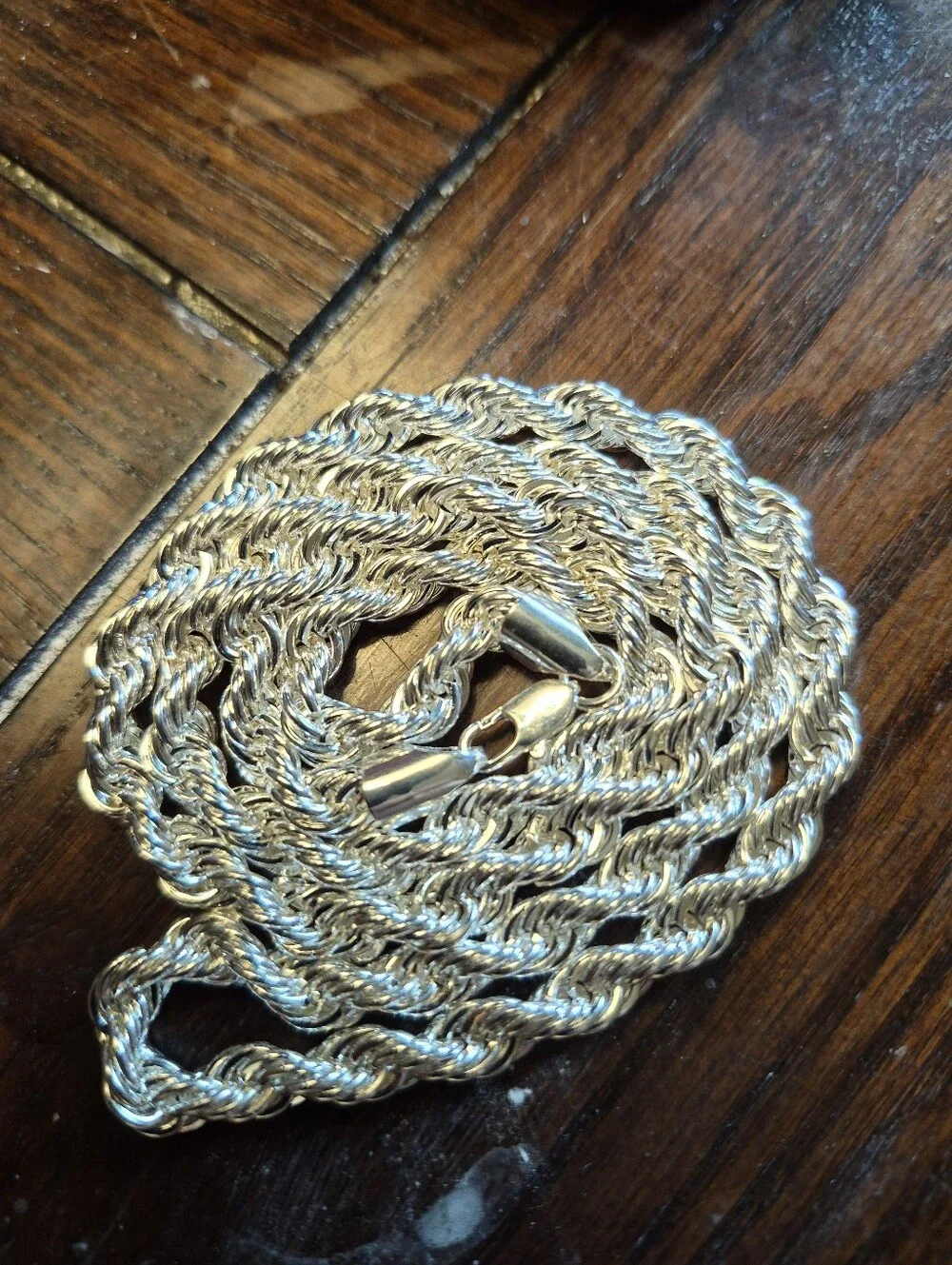 A Necklace Made To Look Like A Real Silver Rope Chain Necklace 6mm 24 Inches